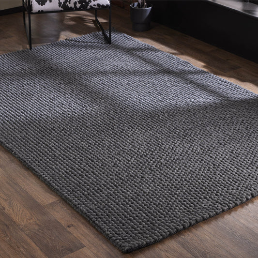 Theo Handwoven Wool Rug - Charcoal - DUSK