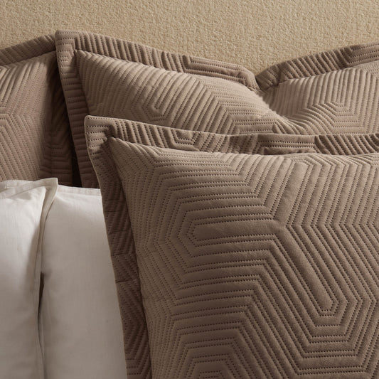 Torino Velvet Geometric Pinsonic Cushion Cover - Taupe - DUSK