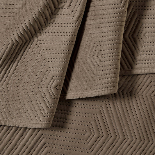 Torino Velvet Geometric Pinsonic Cushion Cover - Taupe - DUSK