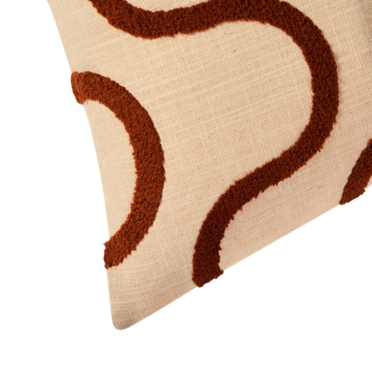 Tufted Swirl Cushion Cover - Burnt Orange/Natural - DUSK