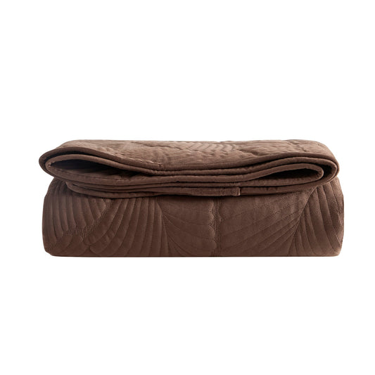 Valletta Leaf Matelasse Bedspread - Chocolate - DUSK