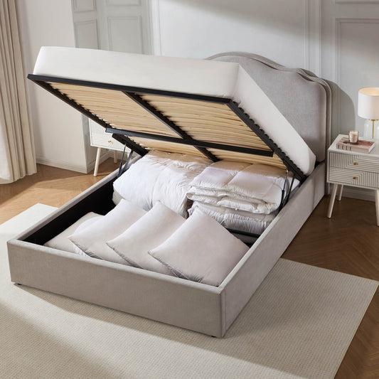 Wiltshire Chenille Ottoman Storage Bed - Light Grey - DUSK