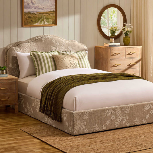 Wiltshire Ottoman Storage Bed - Jacquard Floral - DUSK