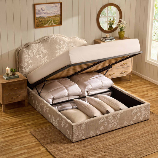 Wiltshire Ottoman Storage Bed - Jacquard Floral - DUSK