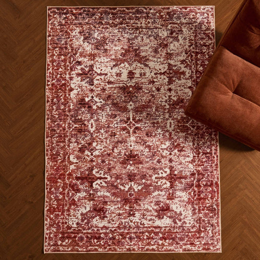 Zahra Persian Style Machine Washable Rug - Burnt Orange - DUSK