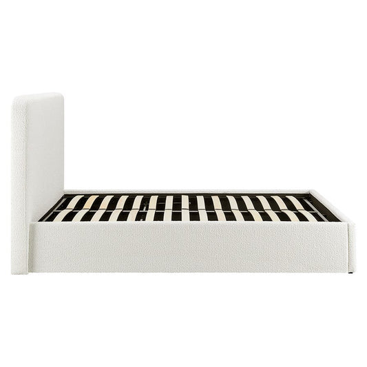 Ascot Bouclé Ottoman Storage Bed - Off White - DUSK