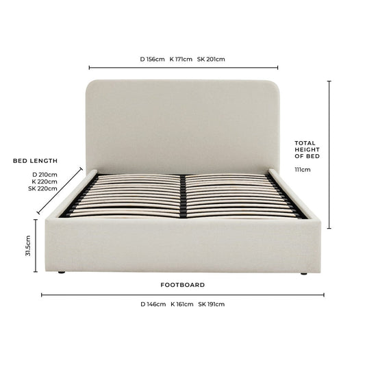 Ascot Ottoman Storage Bed - Natural - DUSK