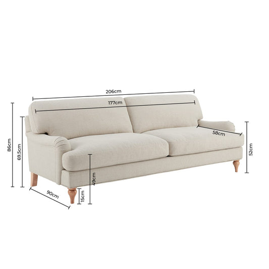Hampshire 3 Seater Sofa - Beige - DUSK