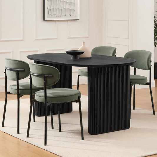 Hattie Panel Oval Dining Table - Black - DUSK 2048