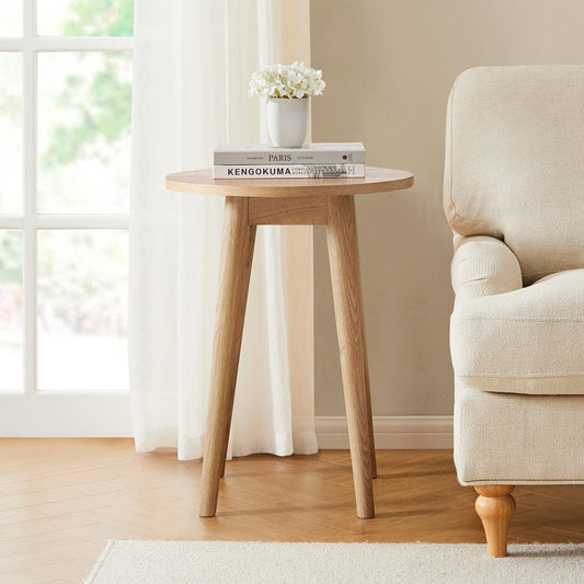Heidi Oak Round Side Table - Natural - DUSK