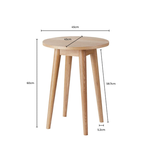 Heidi Oak Round Side Table - Natural - DUSK