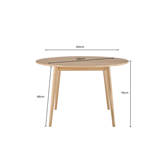 Heidi Solid Oak 4-6 Seater Round Dining Table - Natural - DUSK
