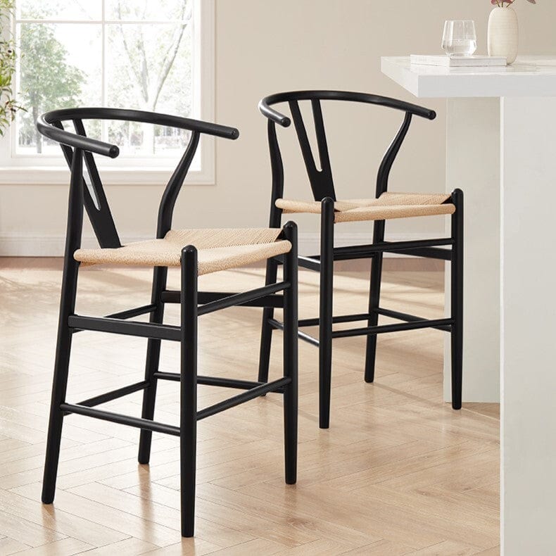 Jade Set of 2 Barstools Black Natural DUSK