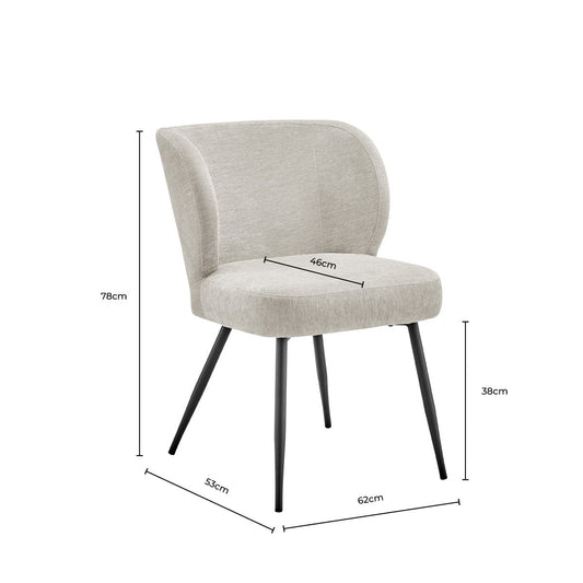 Mabel Set of 2 Dining Chairs - Chenille - Natural - DUSK