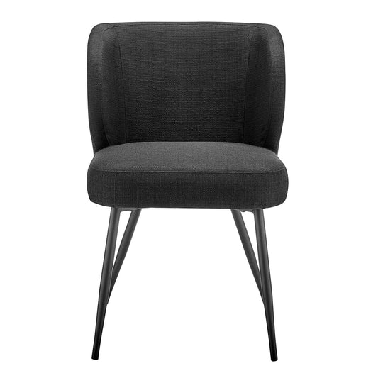 Mabel Set of 2 Dining Chairs - Linen Look - Black - DUSK
