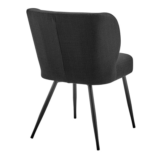 Mabel Set of 2 Dining Chairs - Linen Look - Black - DUSK