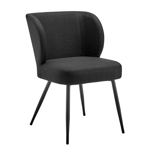 Mabel Set of 2 Dining Chairs - Linen Look - Black - DUSK