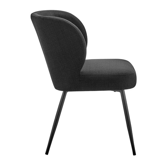 Mabel Set of 2 Dining Chairs - Linen Look - Black - DUSK