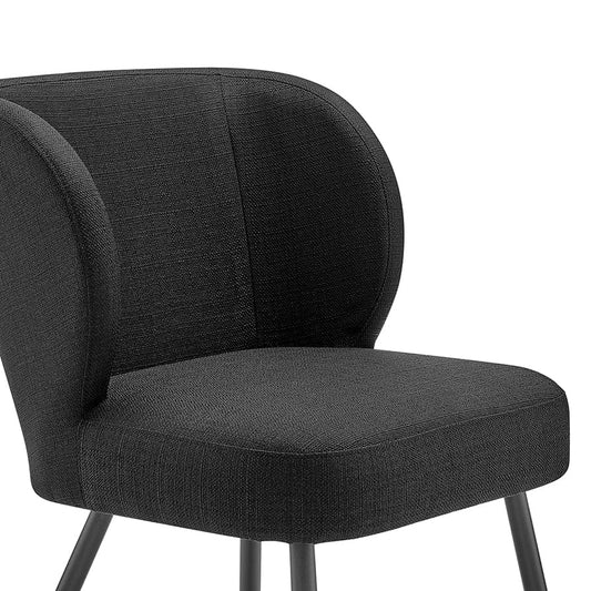Mabel Set of 2 Dining Chairs - Linen Look - Black - DUSK