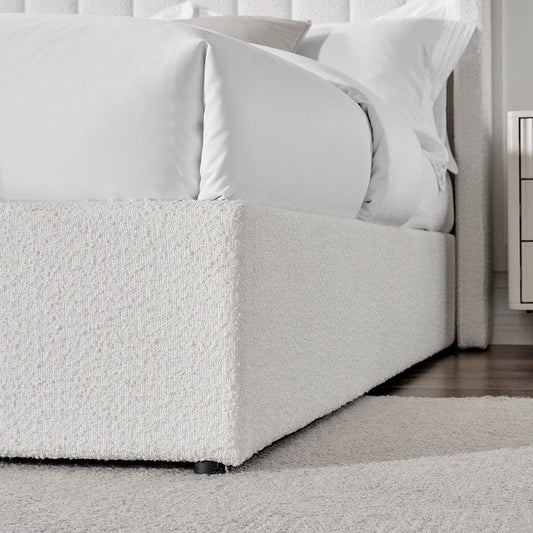 Madison Bouclé Ottoman Storage Bed - Off White - DUSK