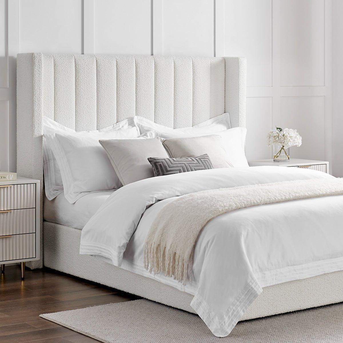 Madison Bouclé Ottoman Storage Bed - Off White