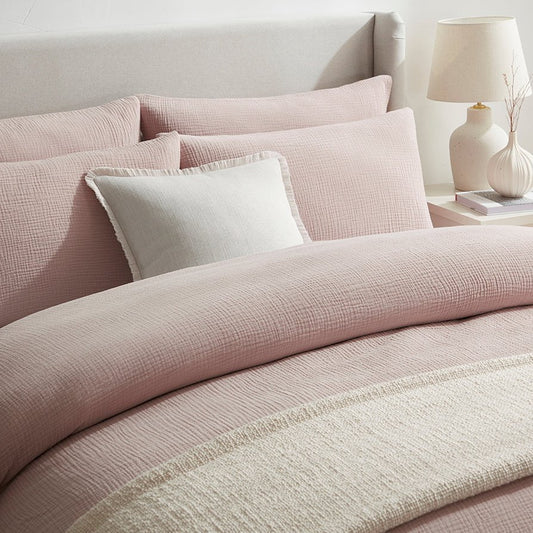 Santorini Muslin Duvet Cover & Pillowcase Set - Blush Pink - DUSK 894