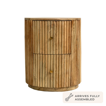 Finley  Mango Wood 2 Drawer Bedside Table - Natural