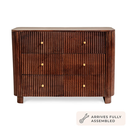 Finley Mango Wood 6 Drawer Chest - Walnut