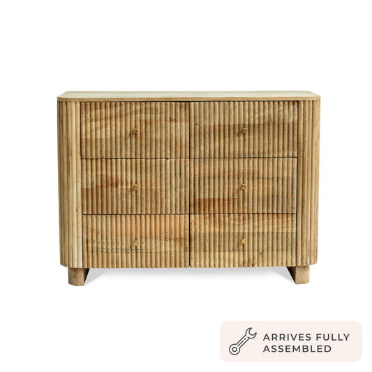 Finley Mango Wood 6 Drawer Chest - Natural