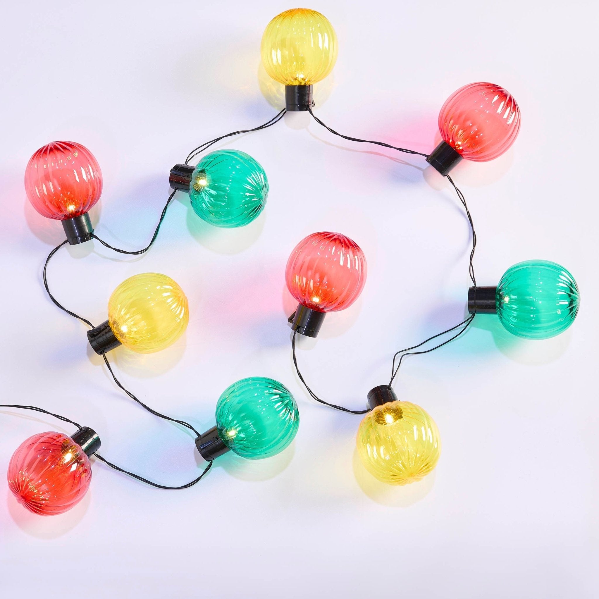 10 Outdoor Battery Fiesta Colourful String Lights - Multicoloured - DUSK