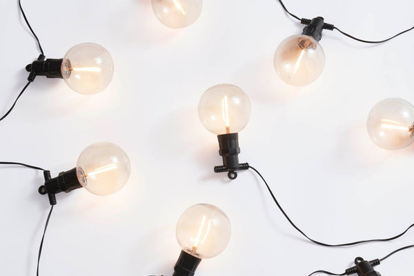 10 Outdoor Plug In Festoon Bulb Lights - White - DUSK