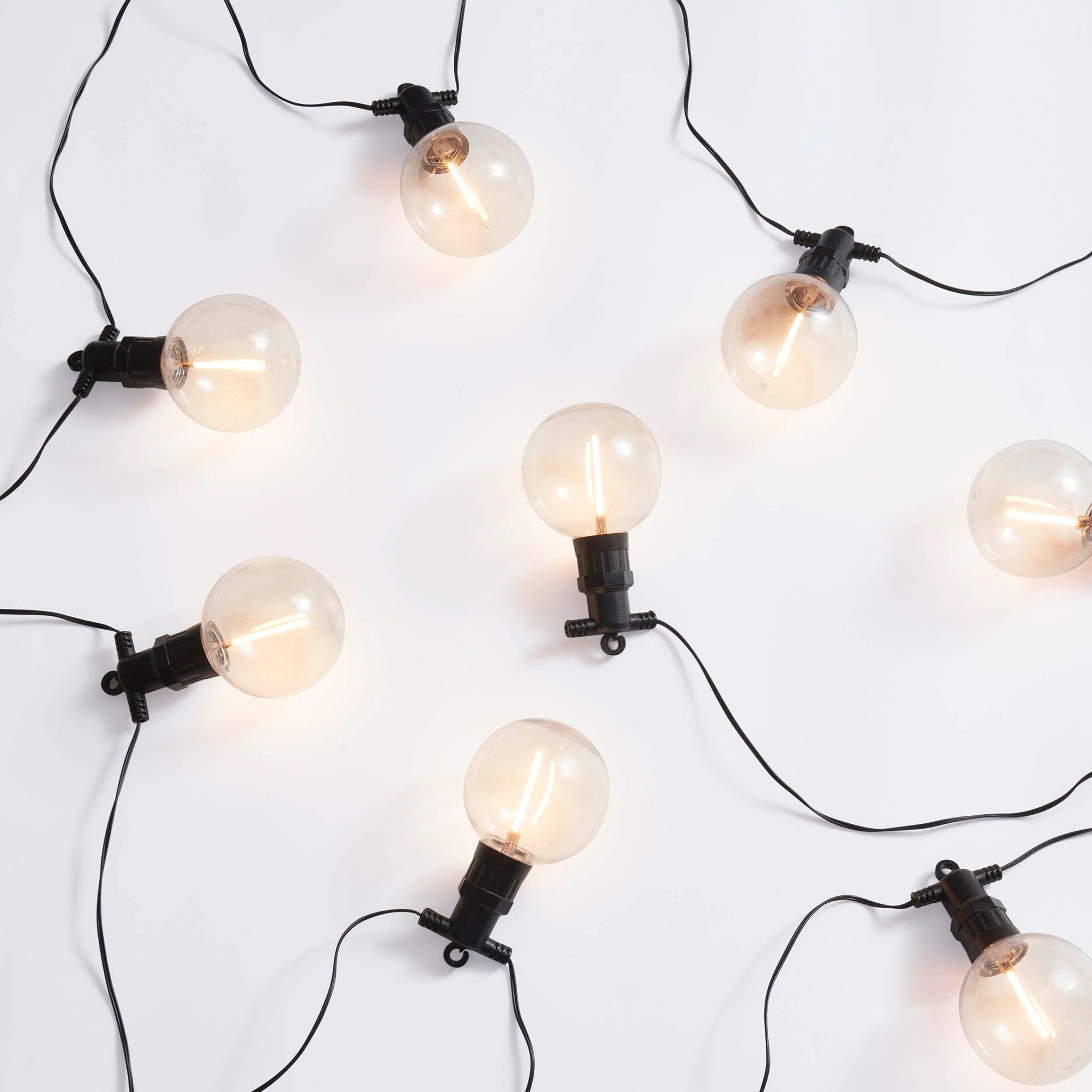 10 Outdoor Plug In Festoon Bulb Lights - White - DUSK