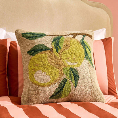 100% Cotton Tufted Loop Lemon Cushion Cover - Yellow/Natural - DUSK