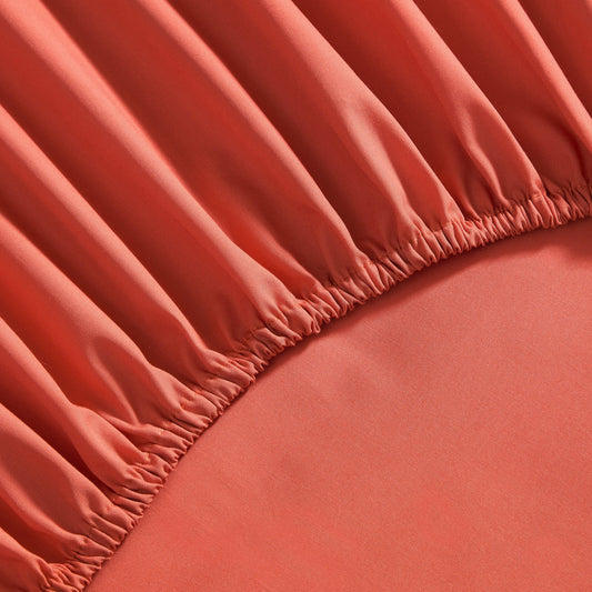 200 Thread Count Plain - Dye Fitted Sheet - Burnt Orange - DUSK