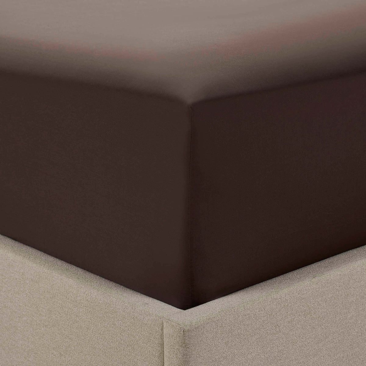 200 Thread Count Plain - Dye Fitted Sheet - Chocolate - DUSK