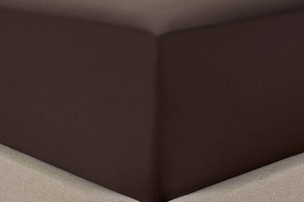 200 Thread Count Plain - Dye Fitted Sheet - Chocolate - DUSK
