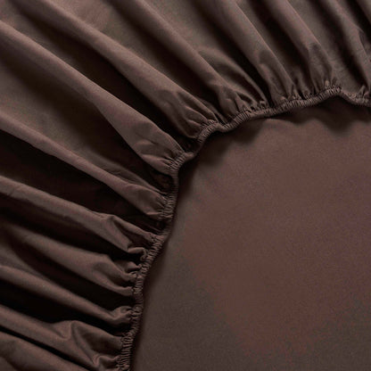 200 Thread Count Plain - Dye Fitted Sheet - Chocolate - DUSK