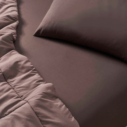200 Thread Count Plain - Dye Fitted Sheet - Chocolate - DUSK