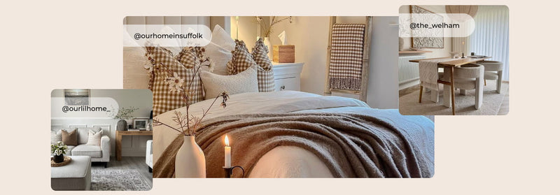 Collage of home interior images with overlaid Instagram social media 