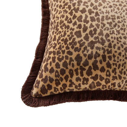 Alysa Leopard Luxury Velvet Cushion Cover - Brown