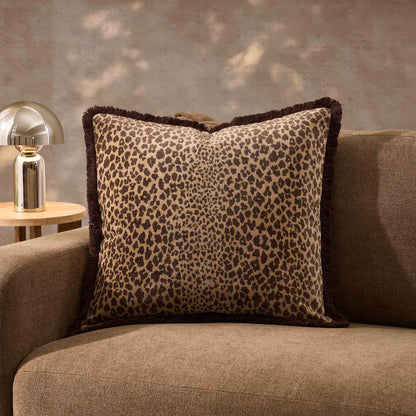 Alysa Leopard Luxury Velvet Sofa Cushion Cover - Brown
