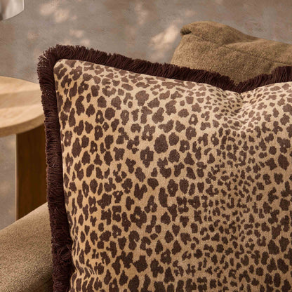Alysa Leopard Luxury Velvet Sofa Cushion Cover - Brown