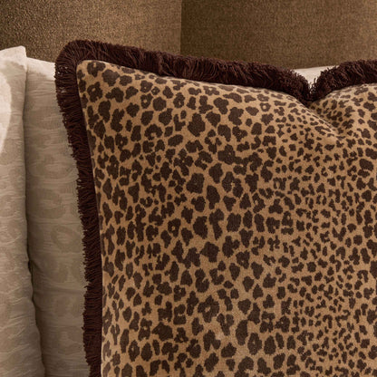 Alysa Leopard Luxury Velvet Cushion Cover - Brown