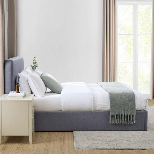 Ascot Ottoman Storage Bed - Woven Light Grey