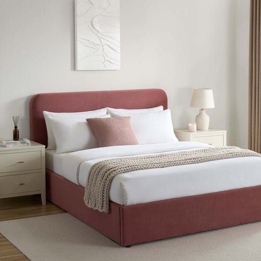 Ascot Ottoman Storage Bed - Dusky Pink