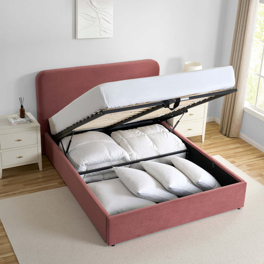 Ascot Ottoman Storage Bed - Dusky Pink