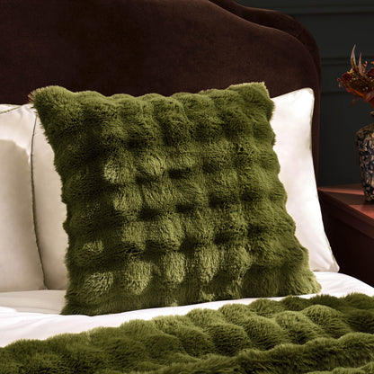 Super Soft Bobble Faux Fur Sofa Cushion Cover - Green