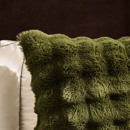 Super Soft Bobble Faux Fur Cushion Cover - Green