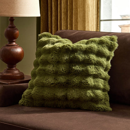 Super Soft Bobble Faux Fur Sofa Cushion Cover - Green
