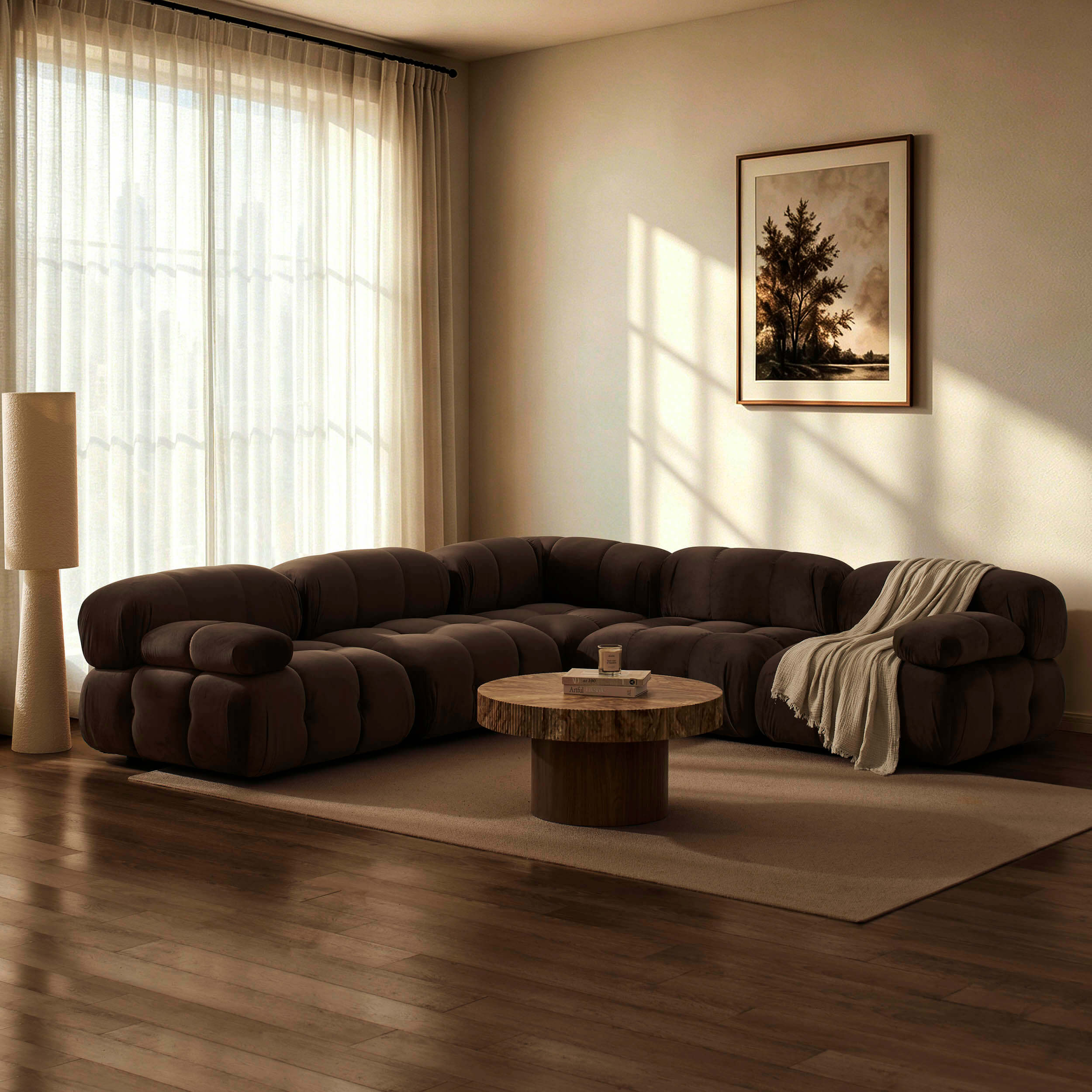 Bondi Large Left Hand Corner Sofa - Cappuccino